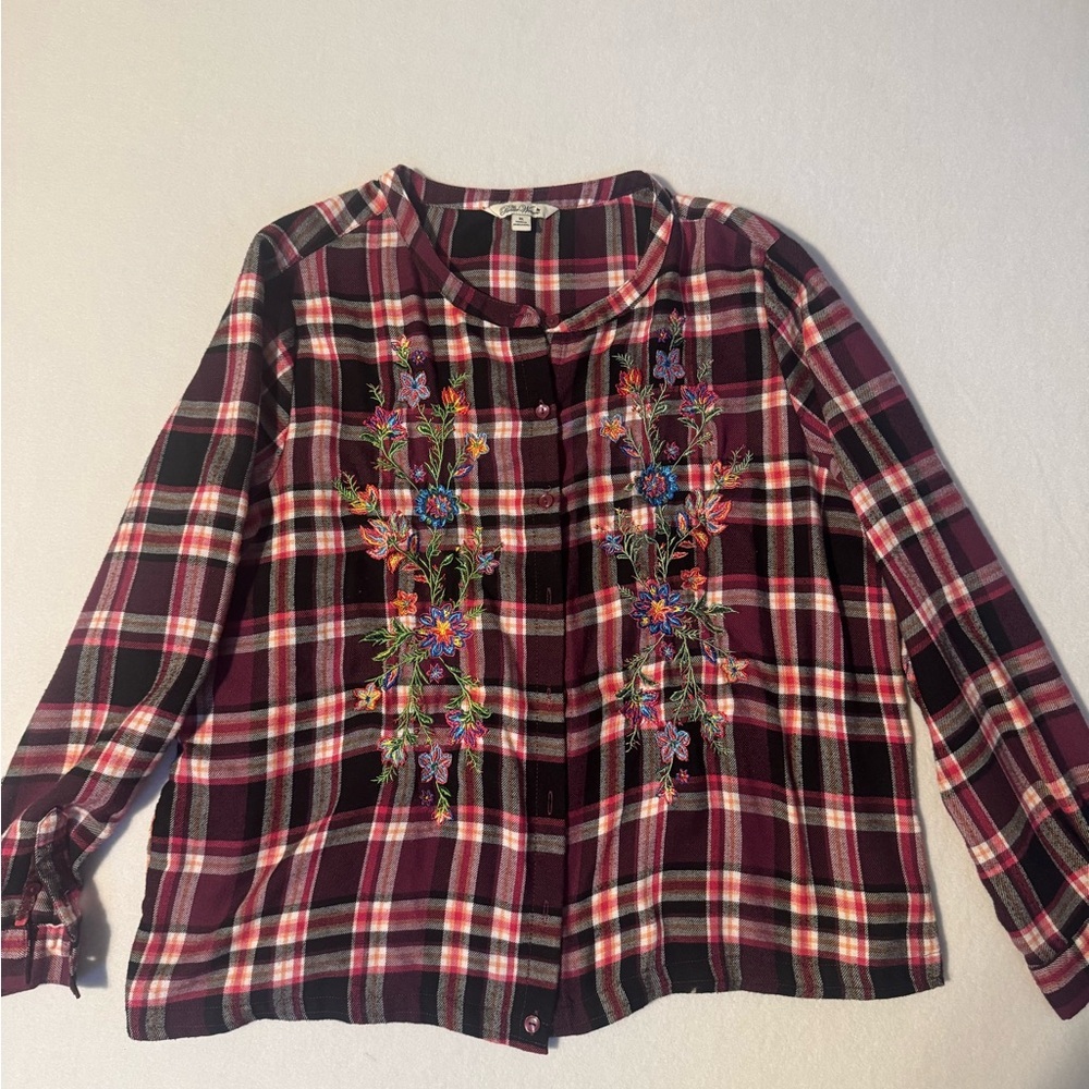 The Pioneer Woman Kids Plaid Shirt with Floral Design